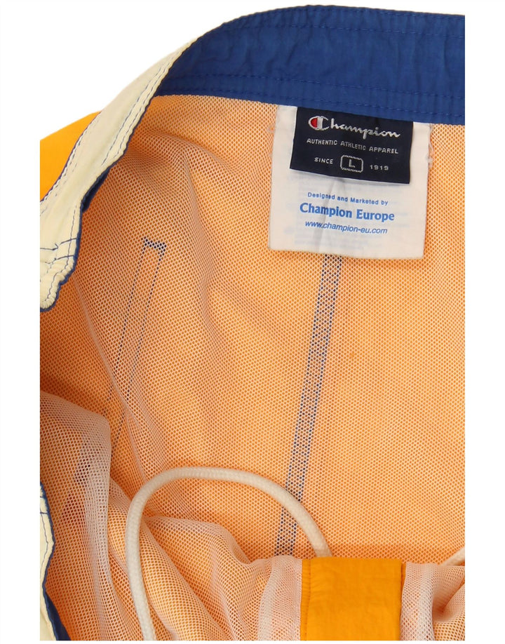 Pantaloni scurți de înot cu grafică Champion pentru bărbați, mari, galbeni, din poliamidă color bloc