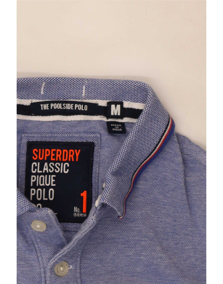 Tricou polo pentru bărbați Superdry, albastru mediu cu dungi