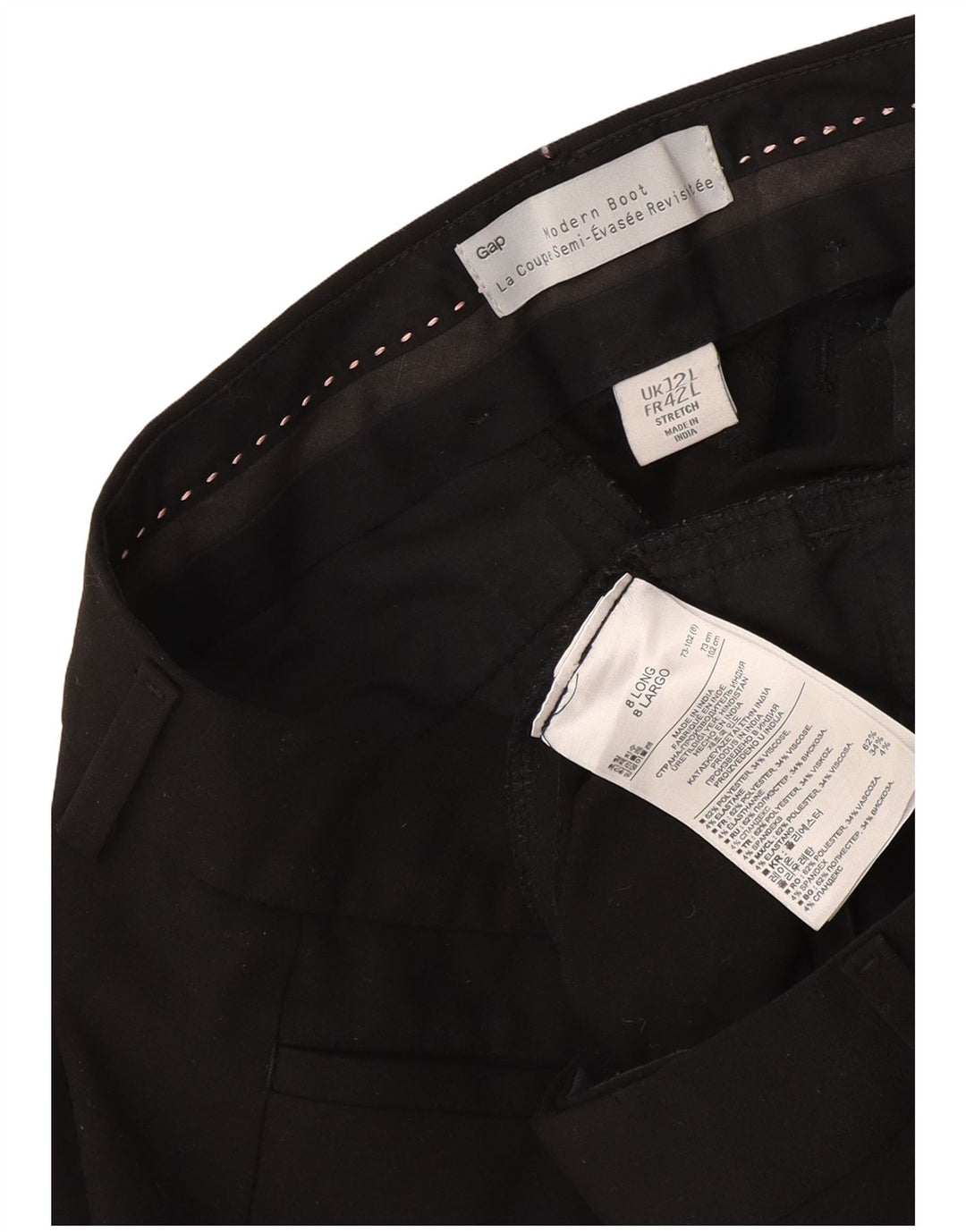 Gap Pantaloni de costum modern Bootcut pentru femei UK 12 Medium L34 L34 Negru