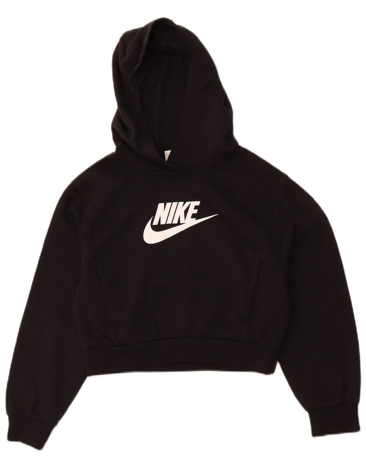 Pulover NIKE pentru fete Crop Graphic, 10-11 ani, bumbac mediu negru