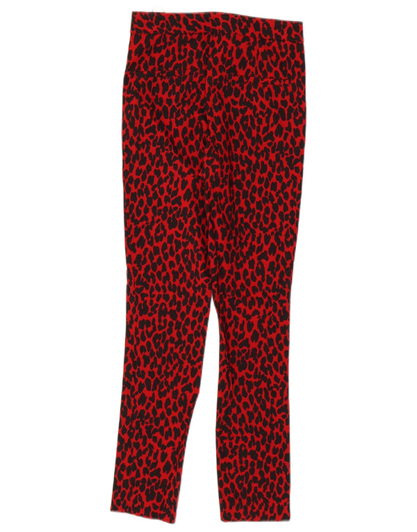 Pantaloni casual subțiri pentru femei Zara XS W24 L26 Viscoză cu imprimeu animal roșu