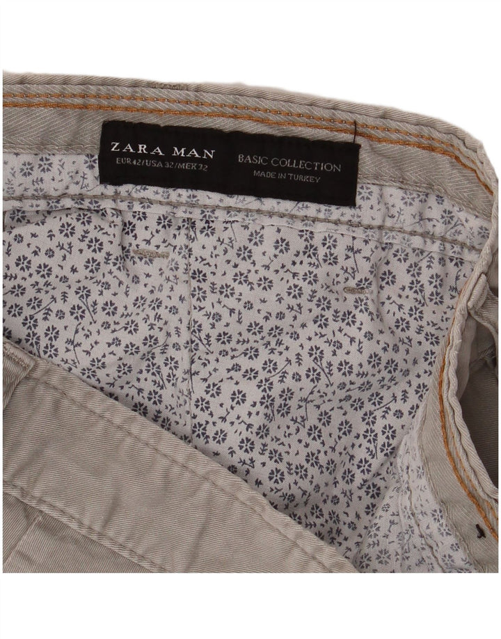 Pantaloni scurți chino pentru bărbați Zara EU 42 Large W32 Gri