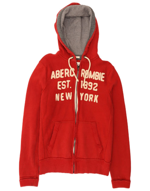 Pulover Abercrombie & Fitch pentru bărbați, cu fermoar grafic, bumbac roșu mediu