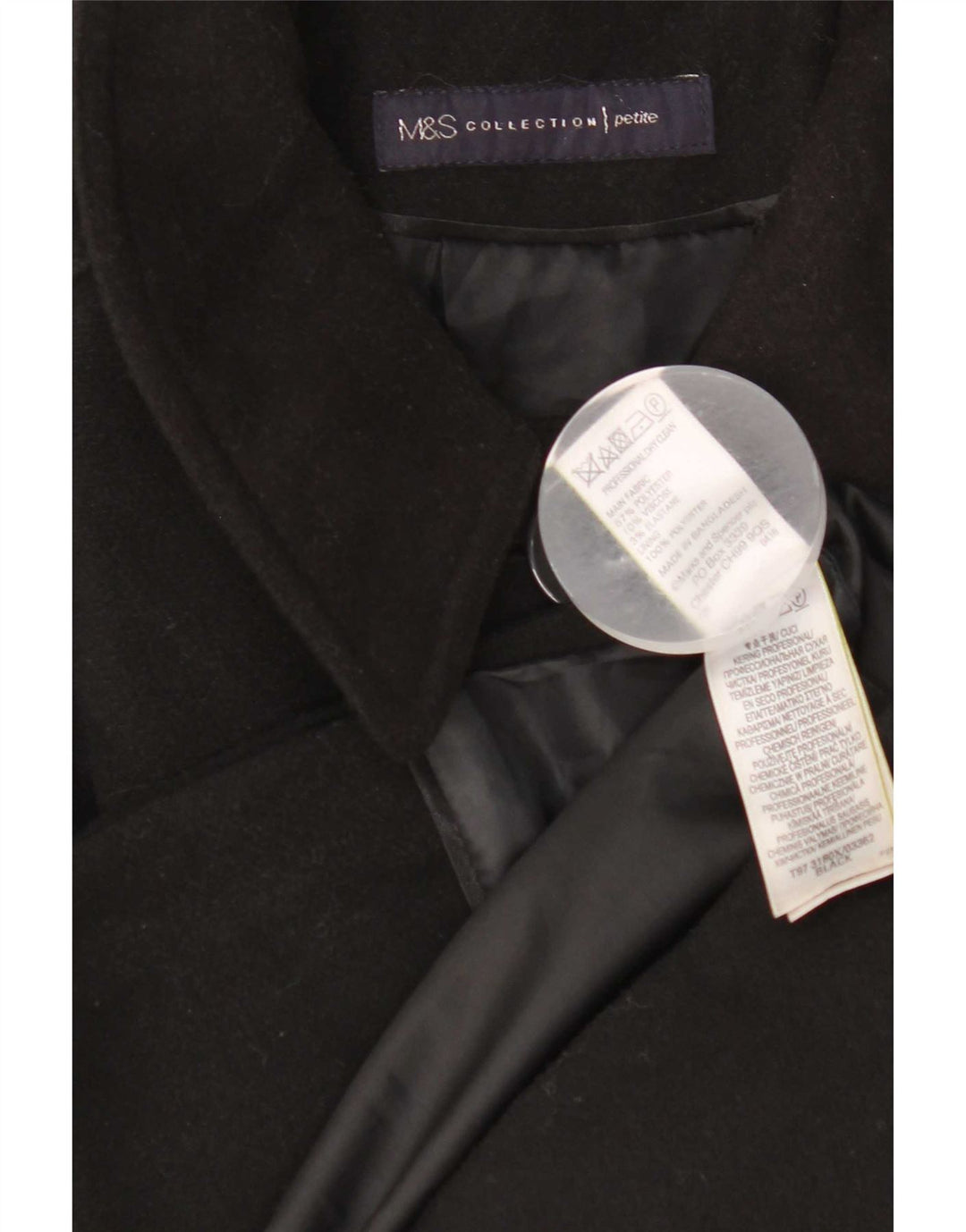 Palton pentru femei Marks & Spencer, cu ajustare normală, UK 10, poliester negru mic