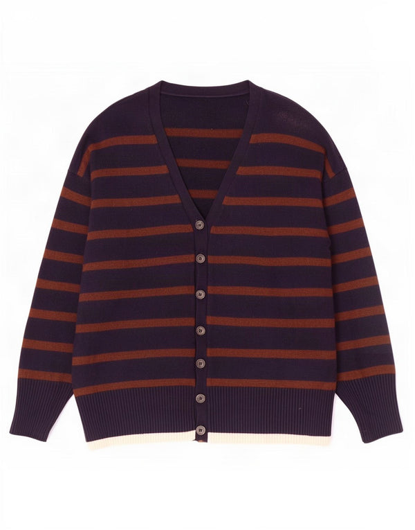 Pulover cardigan cu paragate Zara pentru femei UK 10 mic, bleumarin, cu dungi