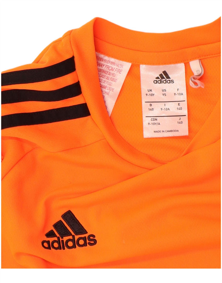 Tricou ADIDAS Climalite pentru băieți Top 9-10 ani Portocaliu Colorblock Poliester