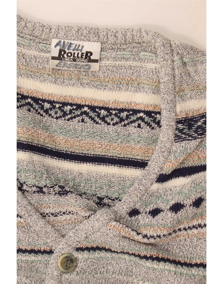 Cardigan Vintage fără mâneci pentru bărbați, in dungi, gri mediu