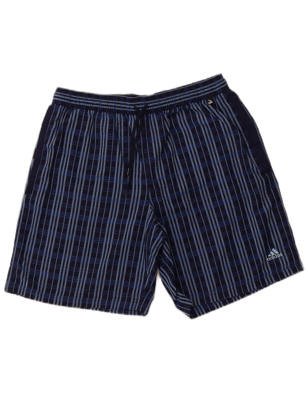Pantaloni scurți de înot Adidas pentru bărbați, poliester cu carouri medii bleumarin