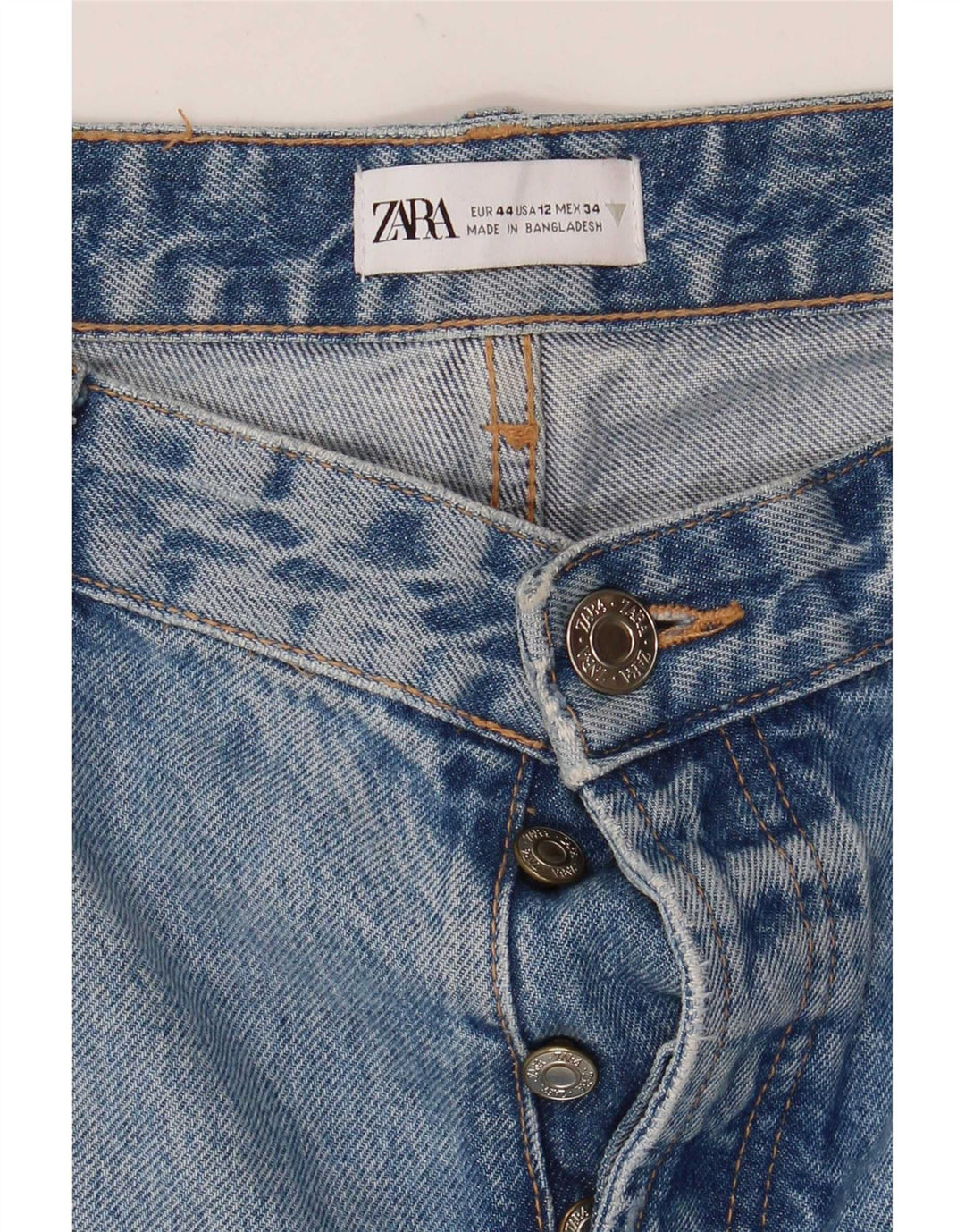 Blugi drepti distressed pentru femei Zara EU 44 Large W34 L32 Blue