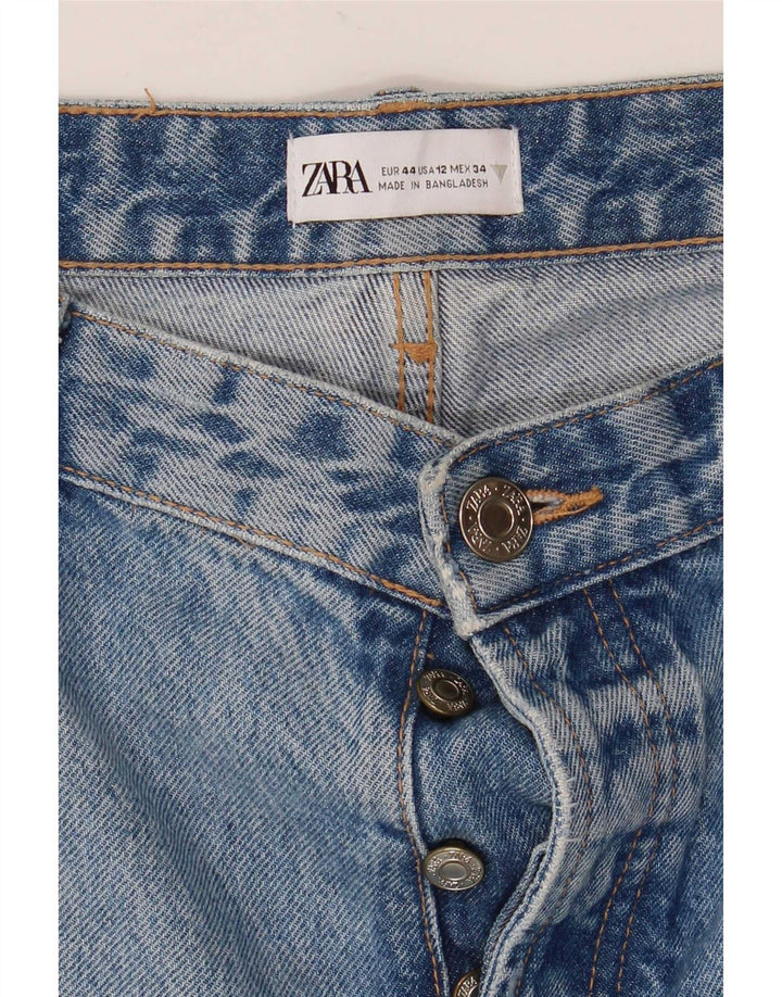 Blugi drepti distressed pentru femei Zara EU 44 Large W34 L32 Blue