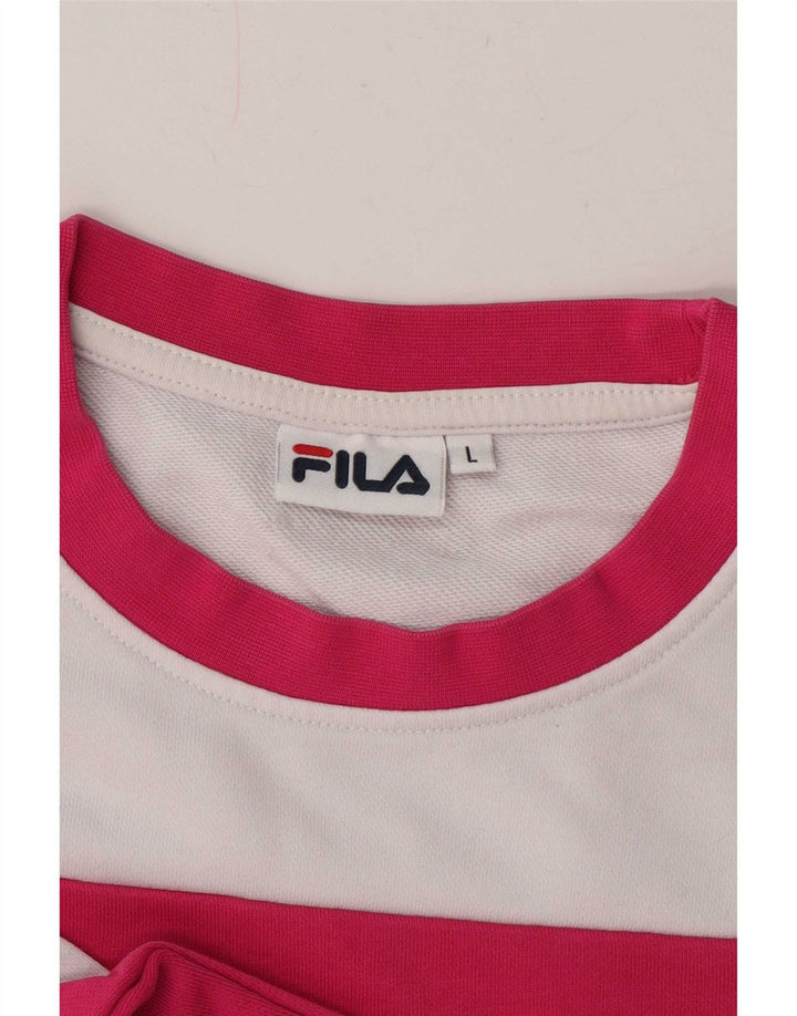 Pulover oversize Crop Fila pentru femei UK 16, mare, alb, color block