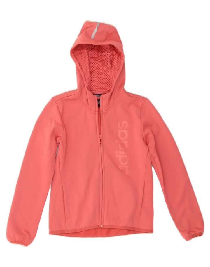 ADIDAS Girls Graphic Hooded Bomber Jacket 9-10 Years Pink Polyester Vintage Adidas and Second-Hand Adidas from Messina Hembry 
