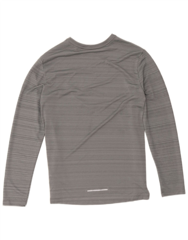 Top cu mânecă lungă Nike Dri Fit pentru femei UK 12 Medium Gri Poliester cu dungi