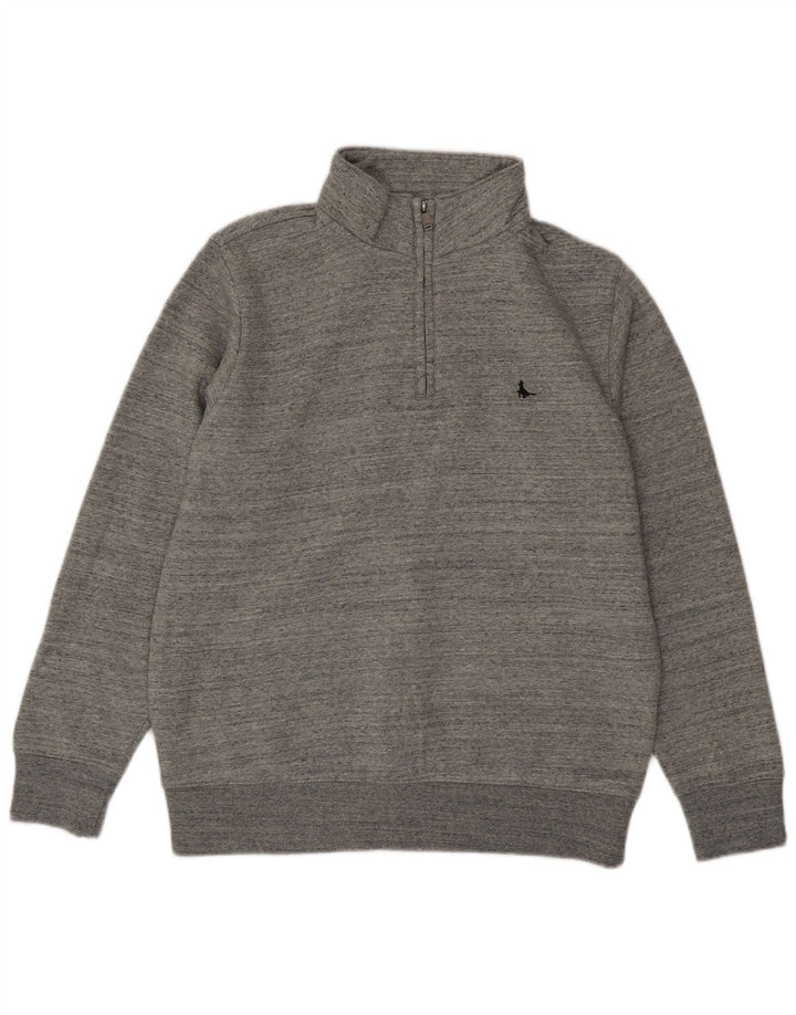 JACK WILLS Hanorac pentru bărbați, cu croială clasică, cu fermoar și gât, Jumper mare, gri, pete
