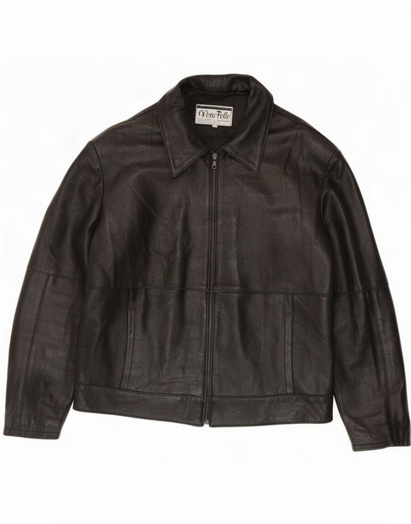 Vintage Mens Leather Jacket UK 44 2XL Black