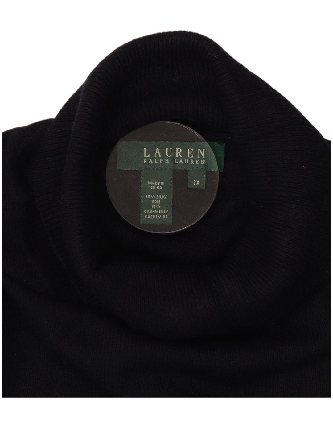 RALPH LAUREN Pulover cu gât rulat pentru femei UK 20 2XL Bleumarin Mătase