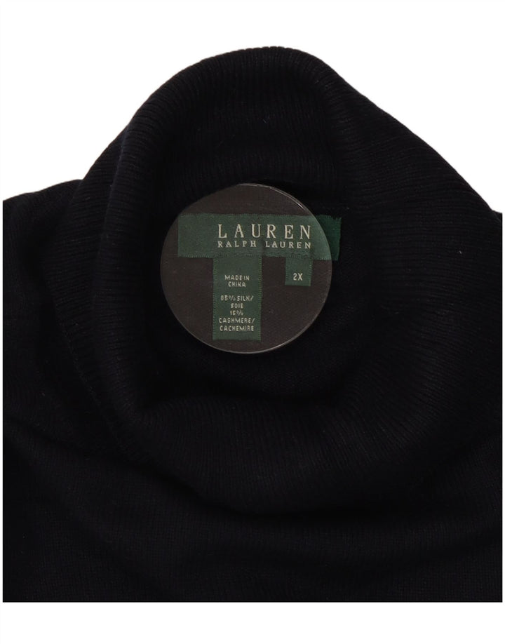 RALPH LAUREN Pulover cu gât rulat pentru femei UK 20 2XL Bleumarin Mătase