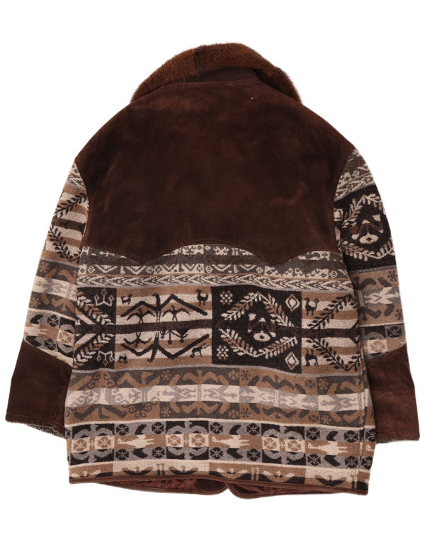 New Fast Pardesiu pentru bărbați UK 44 2XL Brown Fair Isle Lână