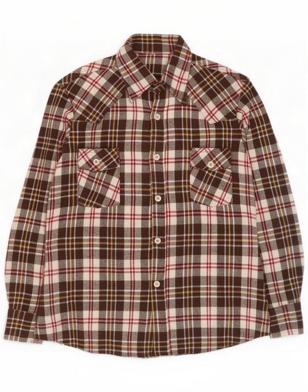 Vintage Cămașă de flanel pentru bărbați Medium Brown Check Acrylic