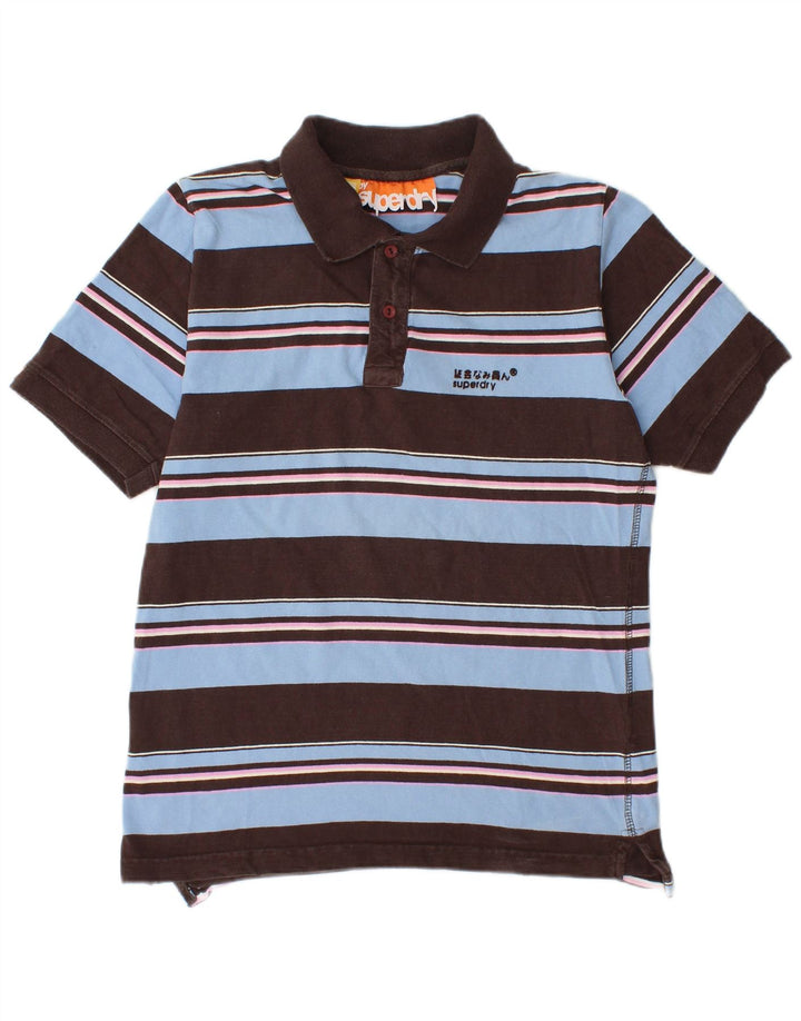 Tricou polo pentru bărbați Superdry, bumbac cu dungi maro mici