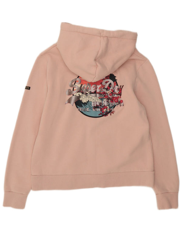 Pulover Superdry pentru damă, cu fermoar și grafic, bumbac mare, roz, UK 14