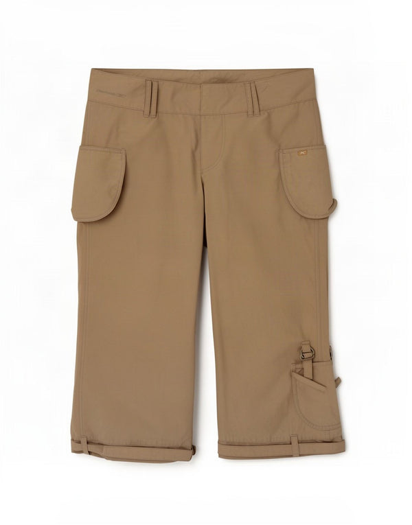 Pantaloni cargo Reebok Capri pentru femei UK 14 Large W32 L21 Bej Bumbac