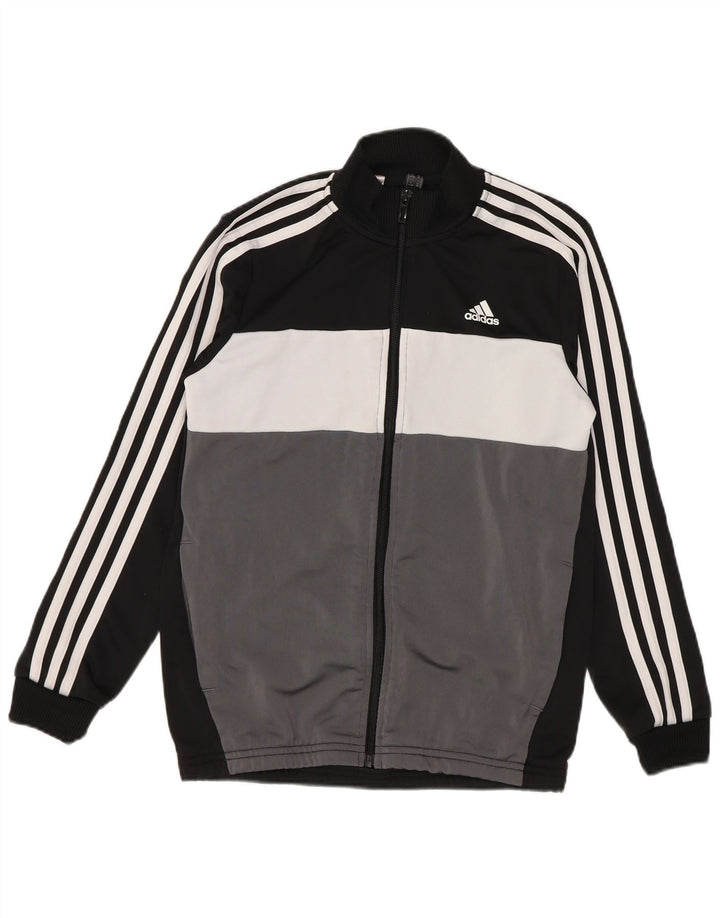 Jachetă de trening pentru băieți Adidas 11-12 ani, gri, poliester color bloc