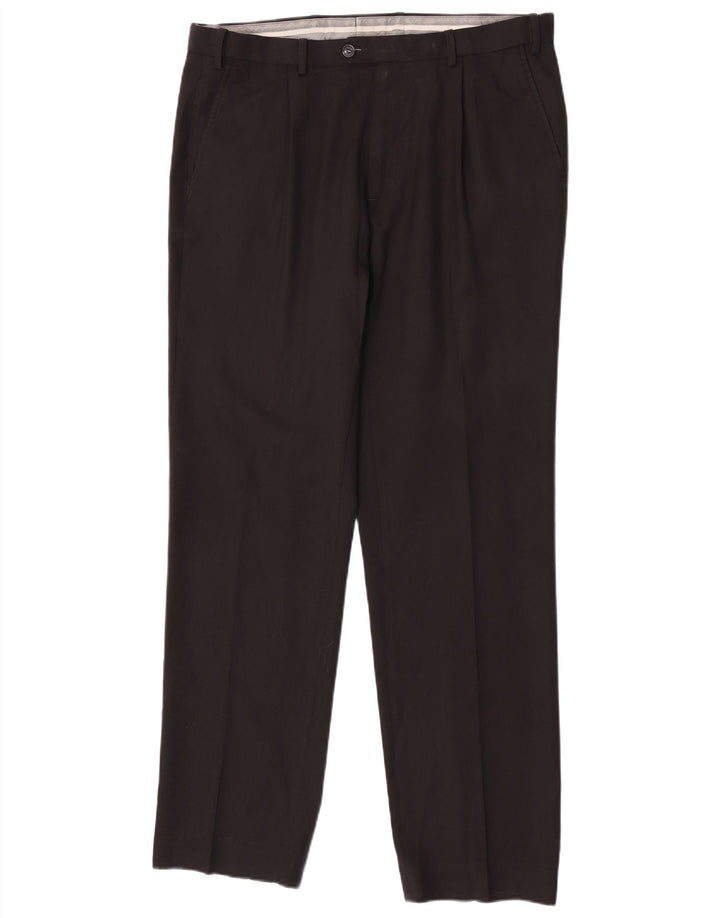 Pantaloni de costum pentru bărbați Marks & Spencer, cu tăiere obișnuită, L36 L33 Lână neagră