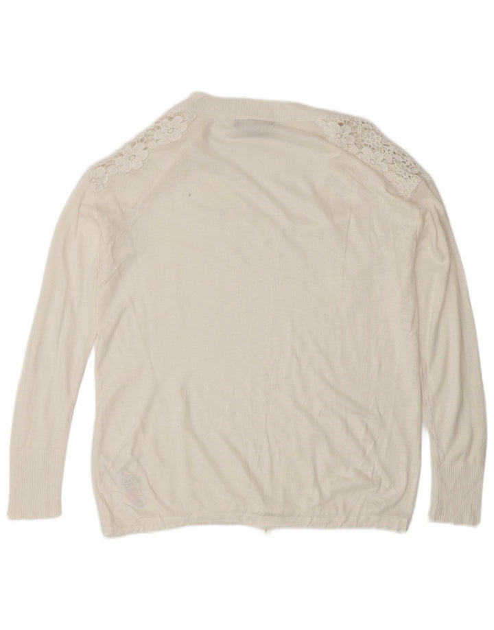 Pulover cu decolteu în V pentru femei Marks & Spencer UK 14 Medium White Floral