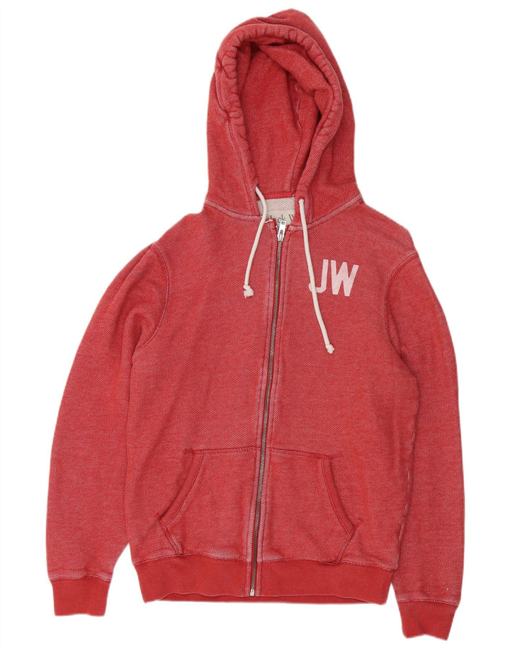 JACK WILLS Pulover cu glugă cu fermoar grafic pentru bărbați, bumbac roșu mediu