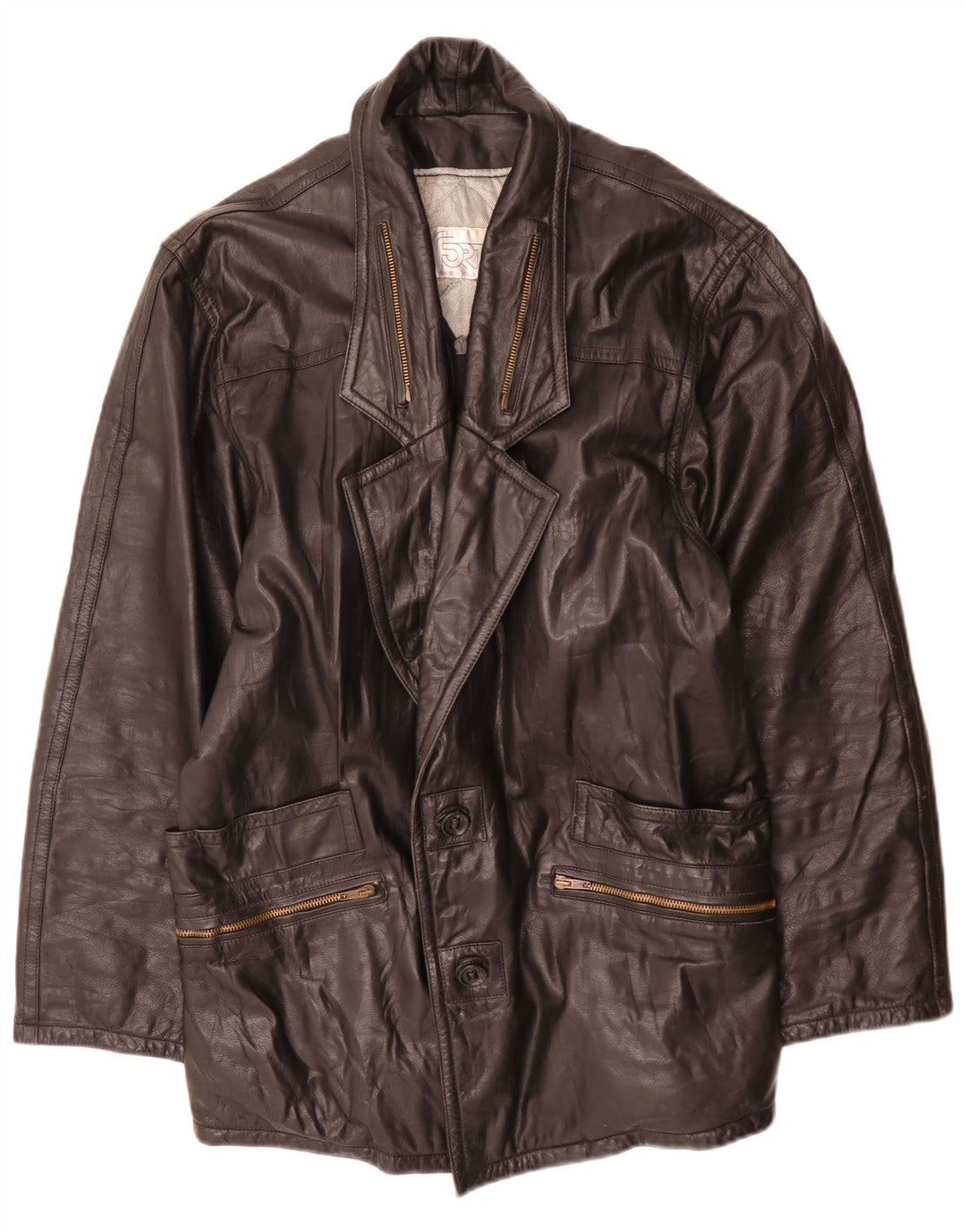 Jachetă de piele vintage pentru bărbați IT 50 Large Black