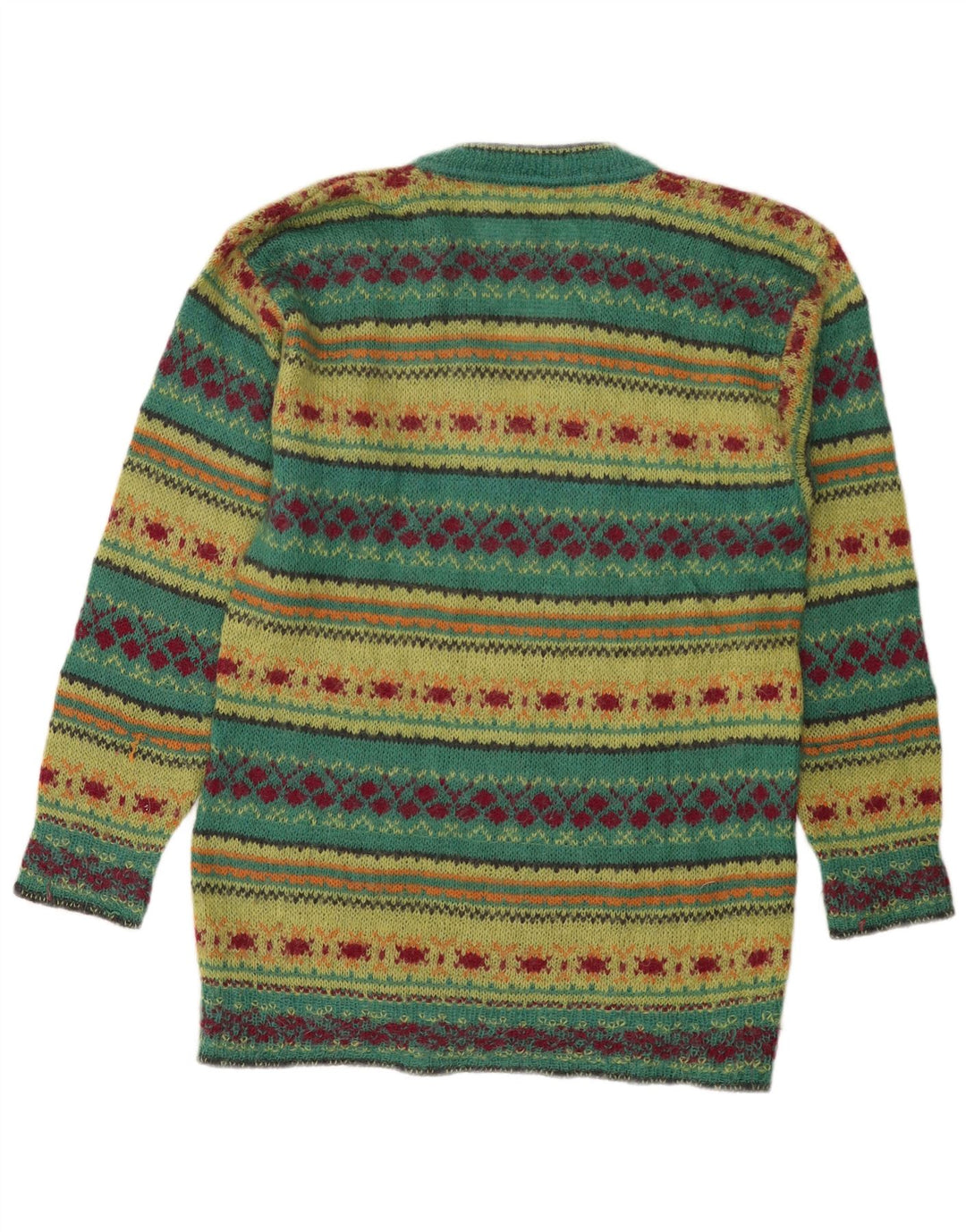 PIU VERONA Pulover cu decolteu în V pentru femei UK 14 Medium Green Fair Isle