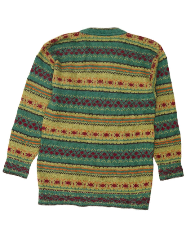 PIU VERONA Pulover cu decolteu în V pentru femei UK 14 Medium Green Fair Isle