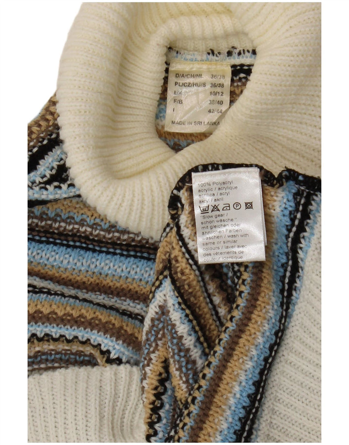 VINTAGE Pulover cu gât rulat pentru femei UK 10/12 Mic Multicolor