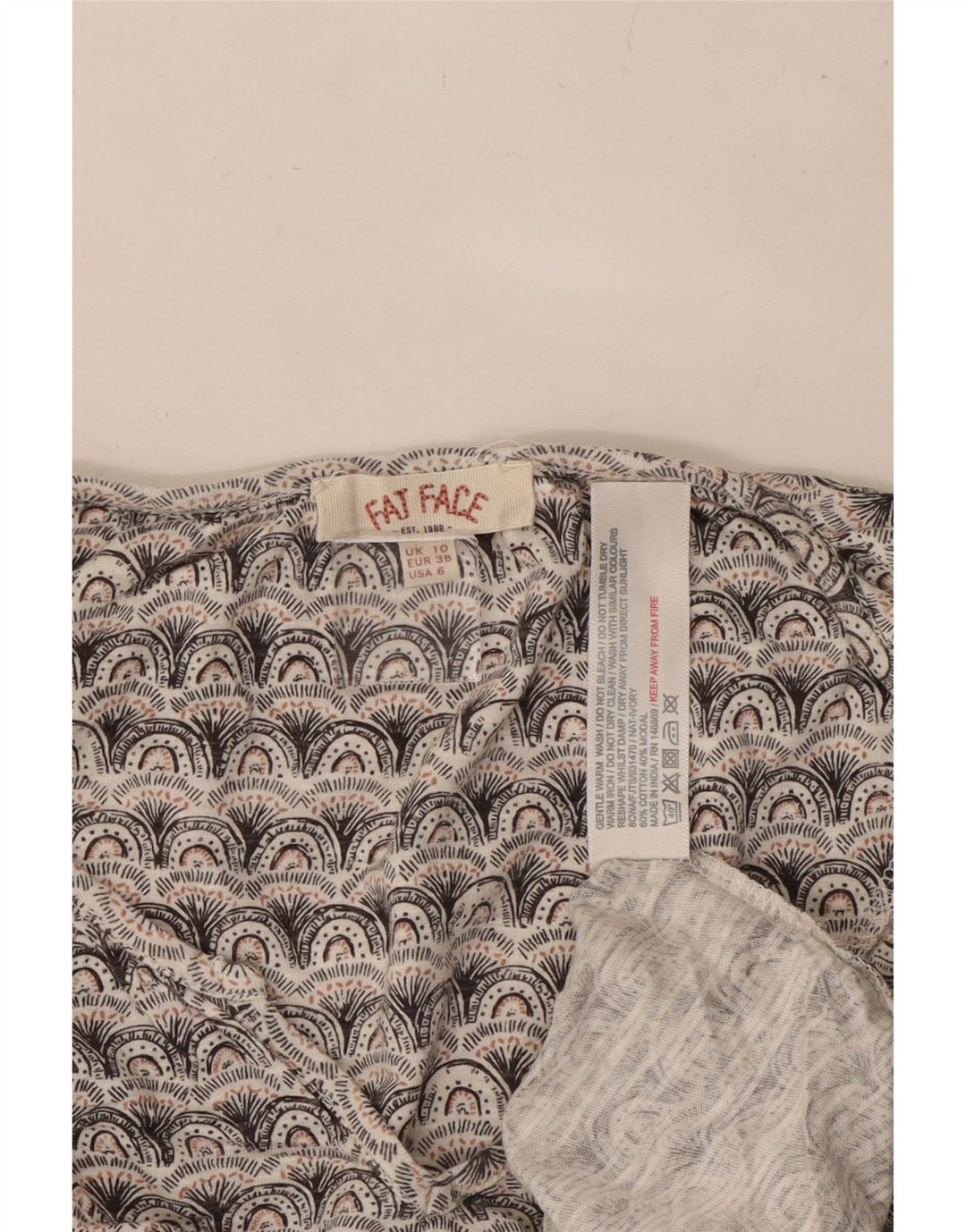 FAT FACE Tricou grafic supradimensionat pentru femei Top UK 10 Small Gri Geometric