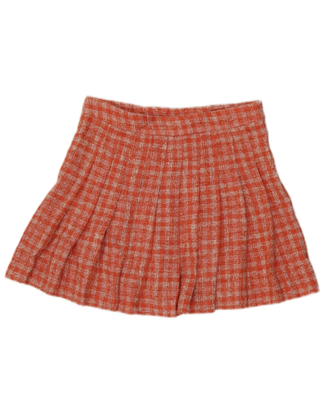Fusta mini plisată pentru femei Zara Medium W28 Orange Check Poliester
