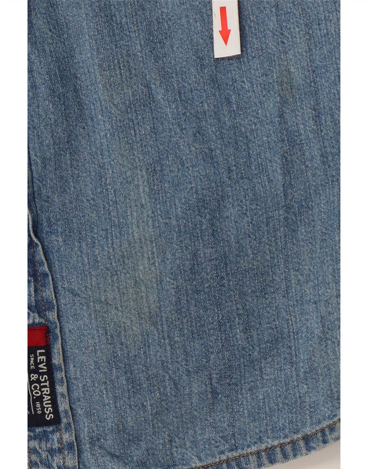 Cămașă de blugi cu mânecă scurtă pentru bărbați Levi's, bumbac albastru mediu