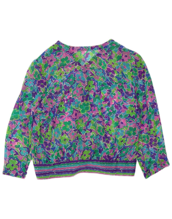 Bluză cămașă pentru femei VINTAGE cu mâneci 3/4 UK 18 XL, multicoloră, florală