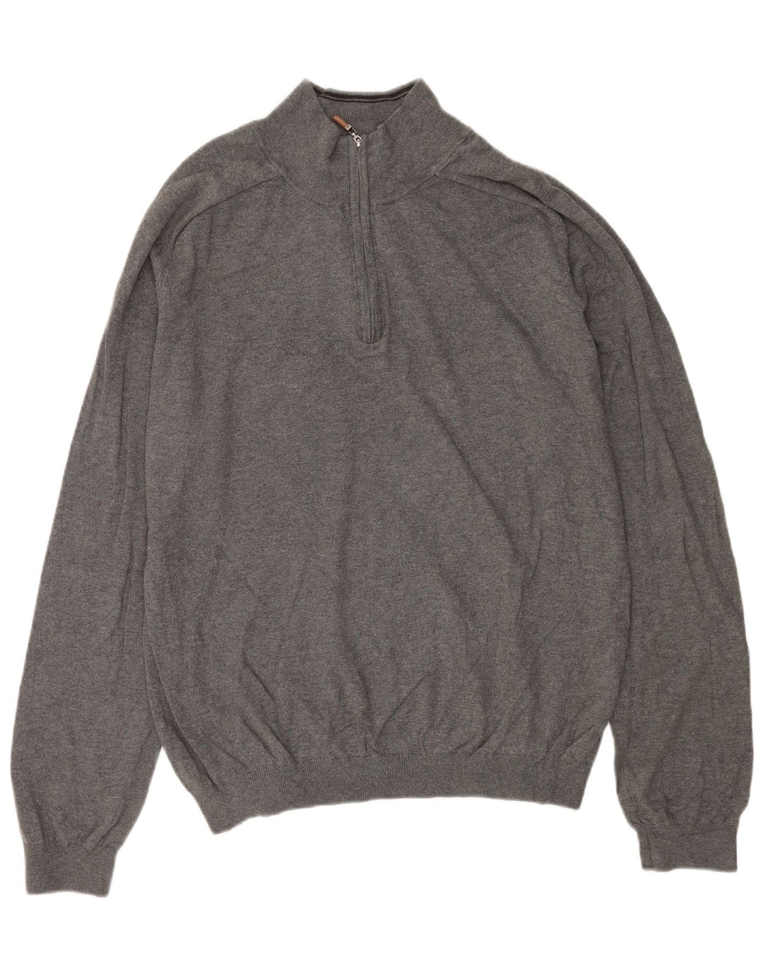 EDDIE BAUER Pulover pentru bărbați cu fermoar și gât, bumbac mare, gri