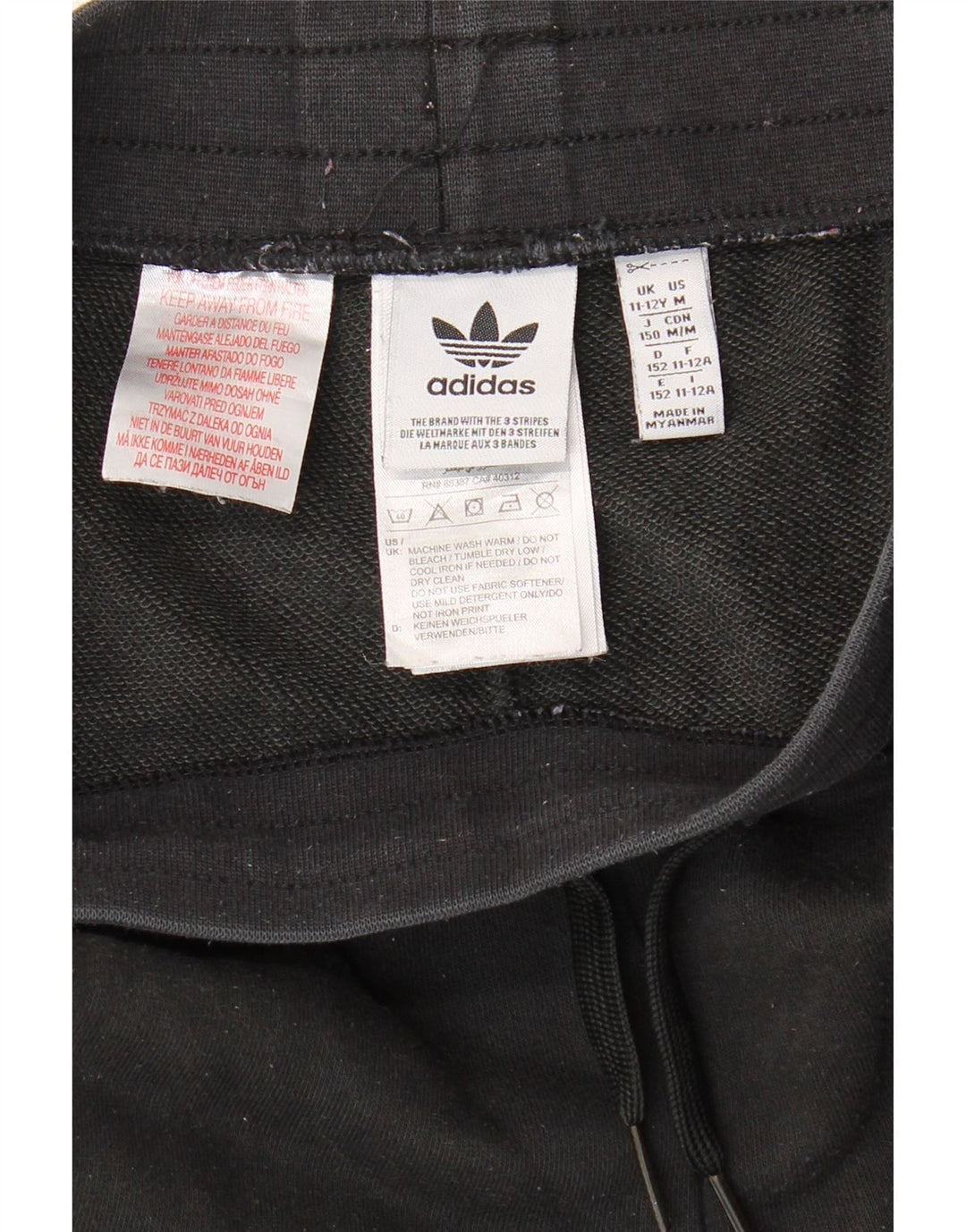 Pantaloni de trening ADIDAS baieti Joggeri 11-12 ani bumbac negru