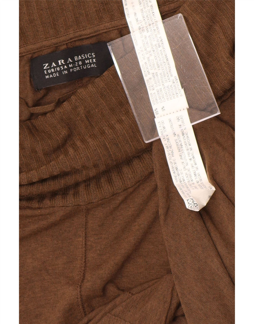ZARA Womens Longline Roll Neck Jumper Sweater UK 14 Medium Brown