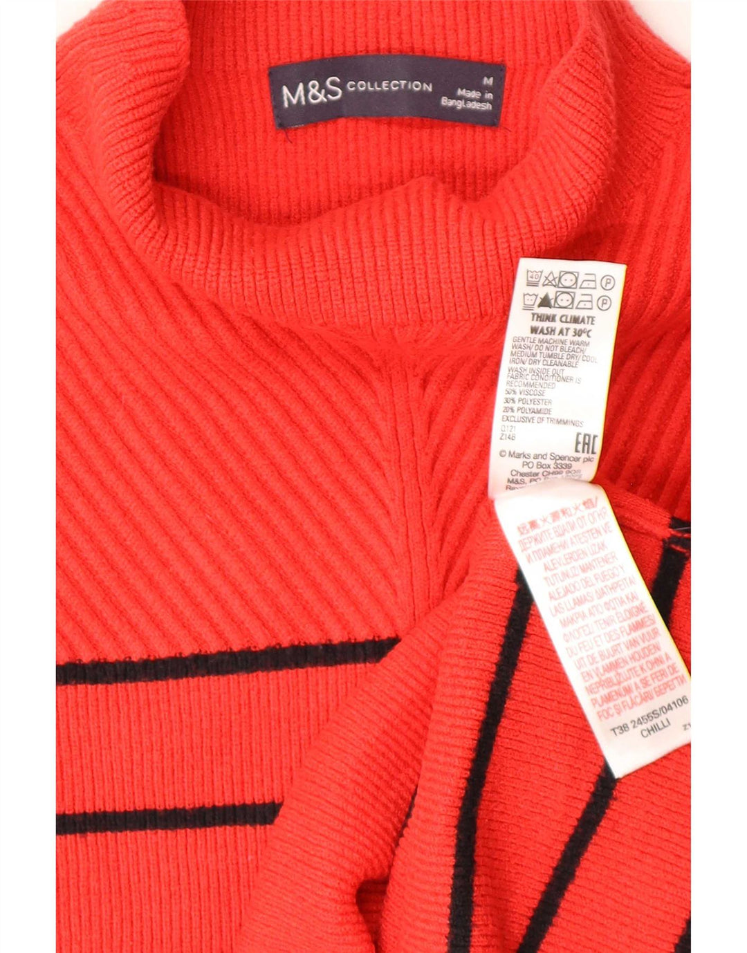 Pulover cu gât țestoasă pentru femei Marks & Spencer UK 14 Medium Red Dunge