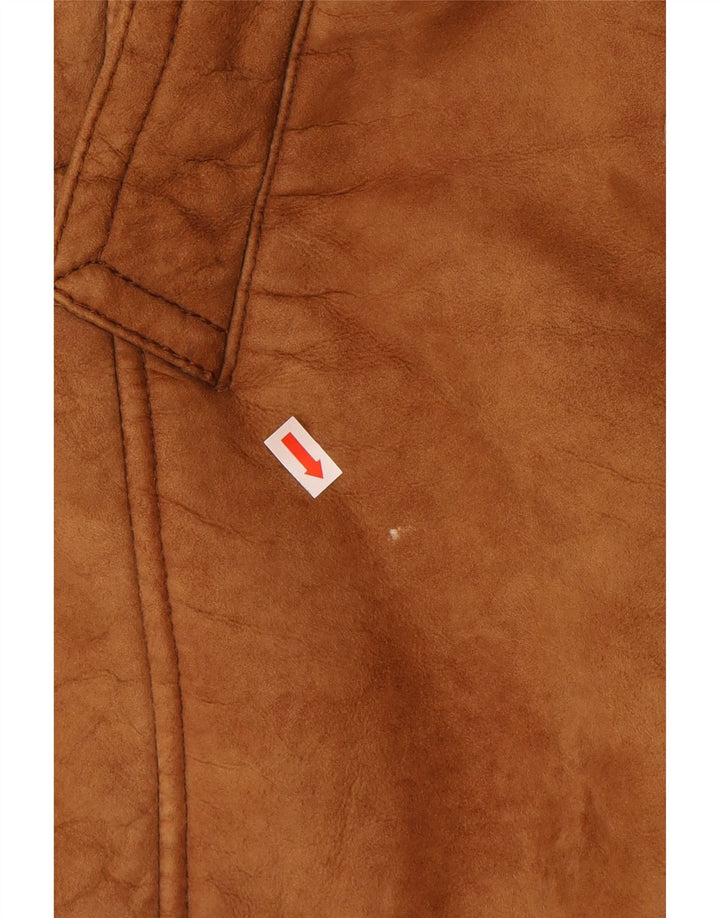 Jachetă din shearling pentru bărbați VINTAGE UK 40 mare maro