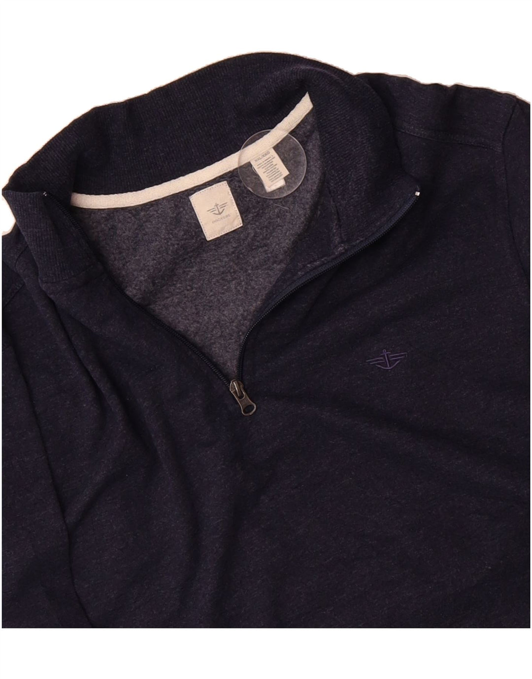DOCKERS Mens Zip Neck Sweatshirt Jumper 2XL Navy Blue Cotton Vintage Dockers and Second-Hand Dockers from Messina Hembry 