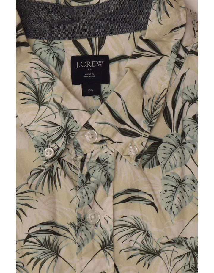 Cămașă cu mânecă scurtă pentru bărbați J. CREW XL galben din bumbac floral hawaian