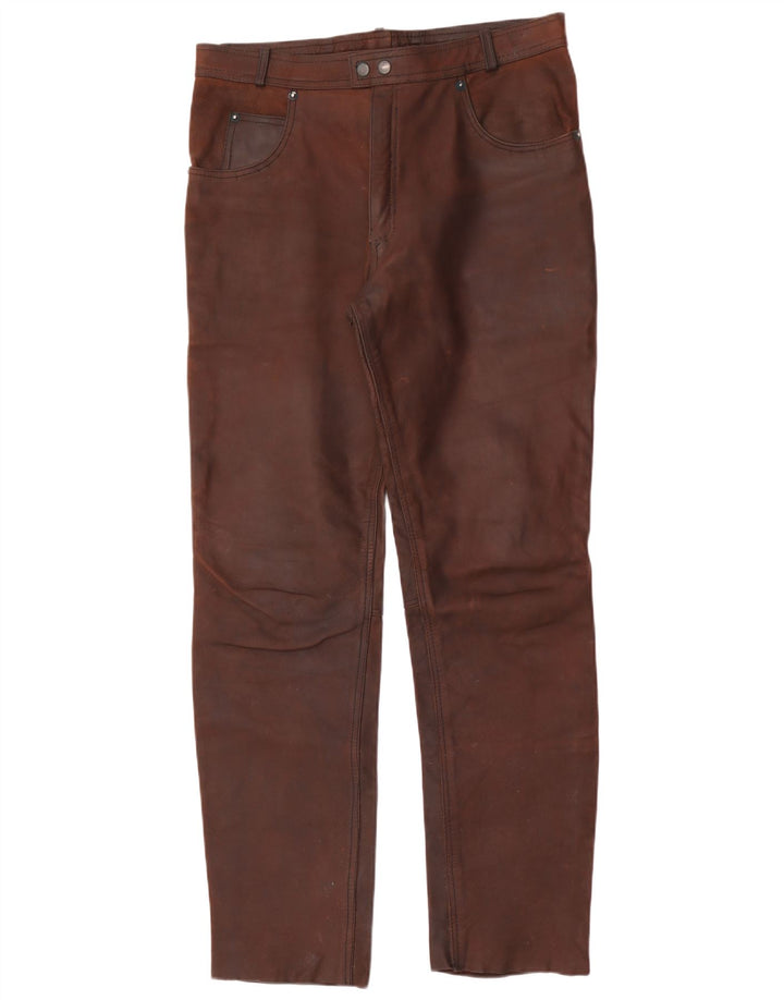 Pantaloni drepti din piele pentru bărbați American Eagle W36 L32 maro