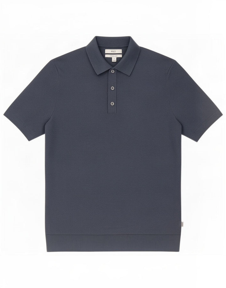 Tricou polo pentru bărbați Marks & Spencer, bumbac albastru mediu