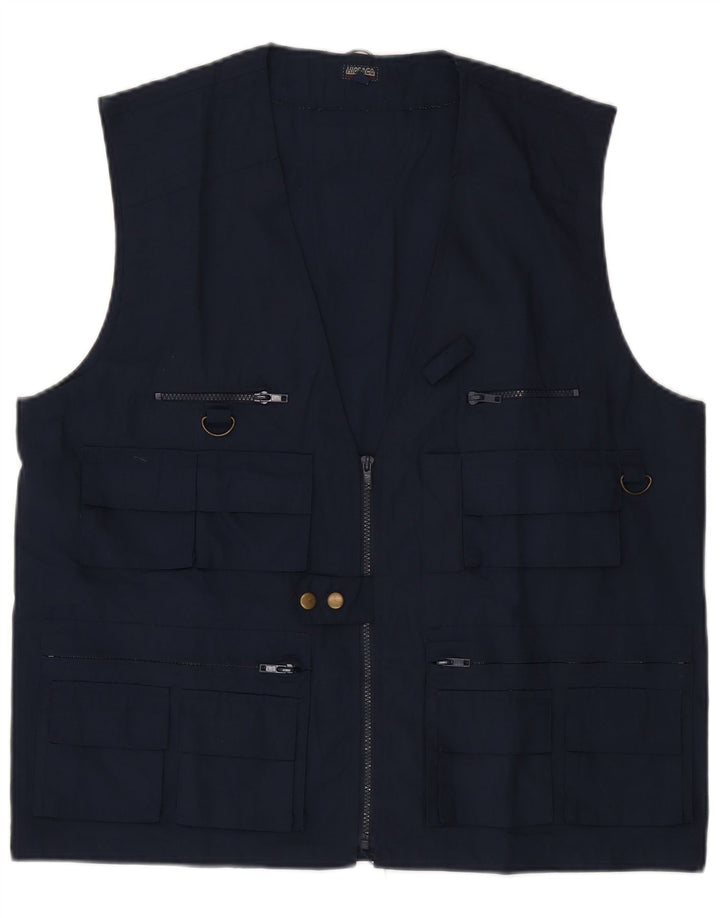 Gilet vintage pentru bărbați, UK 42 XL, poliester bleumarin