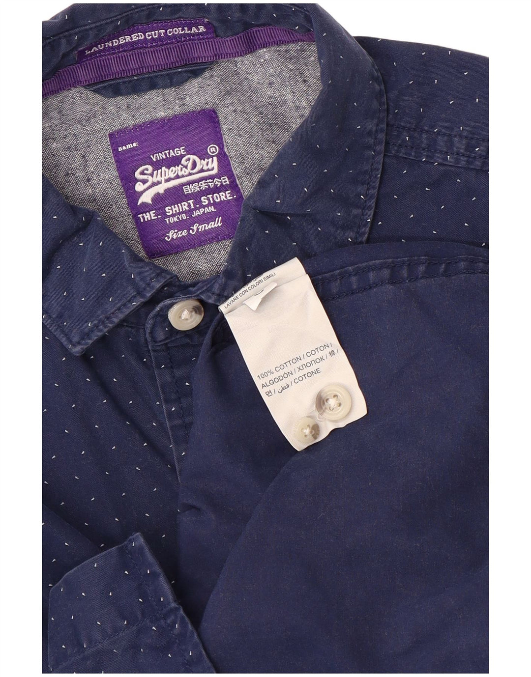 Cămașă pentru bărbați Superdry, mică, albastru, bumbac cu pete