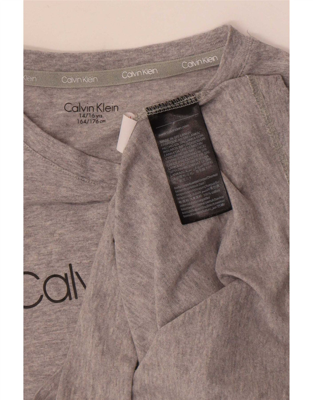 Calvin Klein - Top cu grafică obișnuită pentru băieți, mânecă lungă, 14-15 ani, bumbac gri